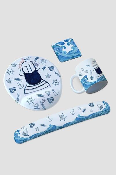 Flipped Fisherman Mousepad, Kupa, Altlık Ve Klavye Pedi Seti