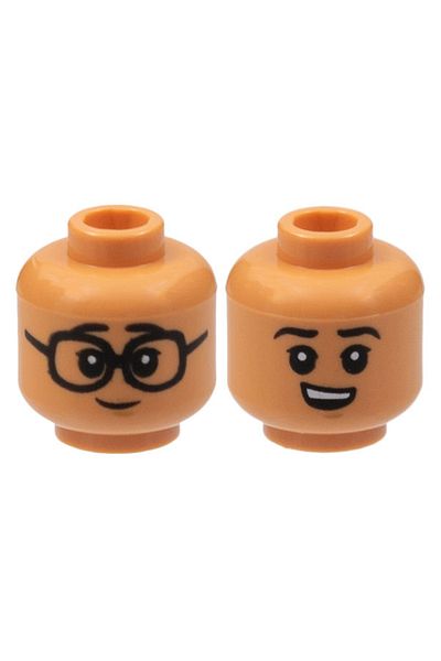 LEGO Original Accessory Moc Minifigure Minifigure Double Face Light Brown Glasses Smiling Boy Head