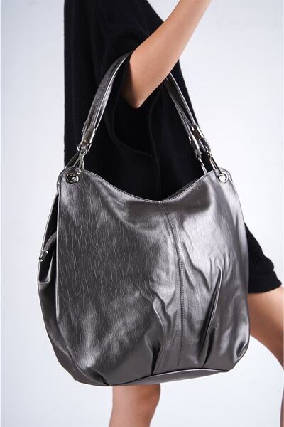 Solo Bag Gümüş Yumuşak Deri Kol Omuz Çantası