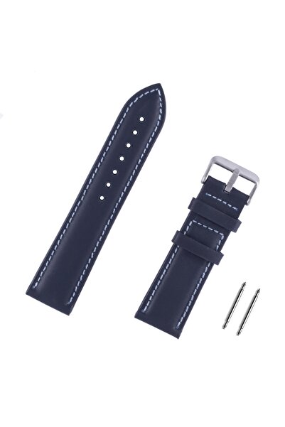 Saatse Lacivert Hakiki Deri Saat Kordonu Kayış 22mm