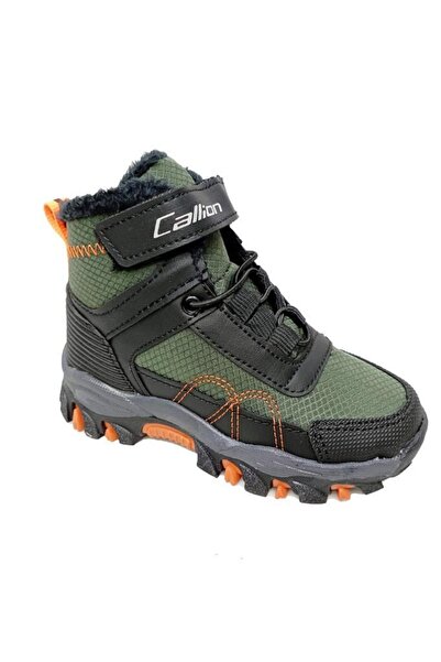 Callion 06p Deri Çocuk Sneakers Bot Haki Siyah Oranj