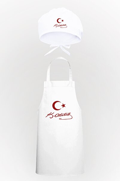 Tasarım Trend K.atatürk Ve Atatürk Silüet Tasarım Mutfak Önlüğü & Mantar Bone...