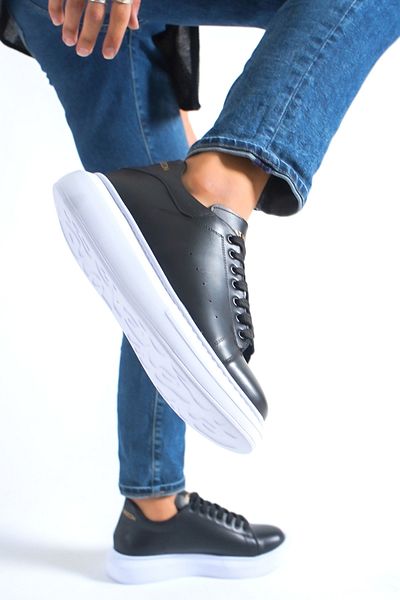 DE PLEIN Pantofi Negri din piele naturală - Pantofi Sport bărbați Modele Pantofi bărbați