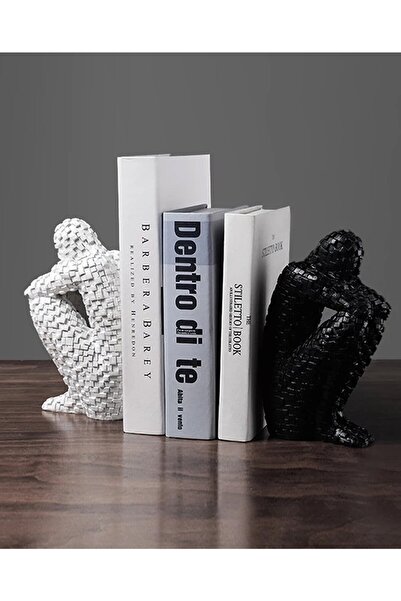 biblom Mozaik 2 Tane Düşünen Adam Dekoratif Heykel Biblo Set Masa Raf Dekoras...