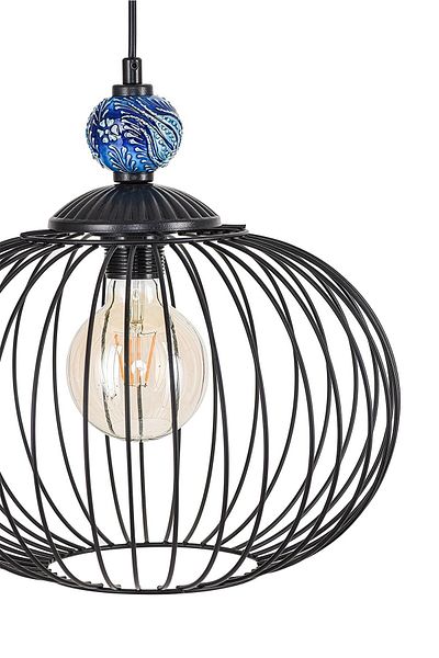 DEDE Single Pumpkin Pendant Lamp Tiled Black