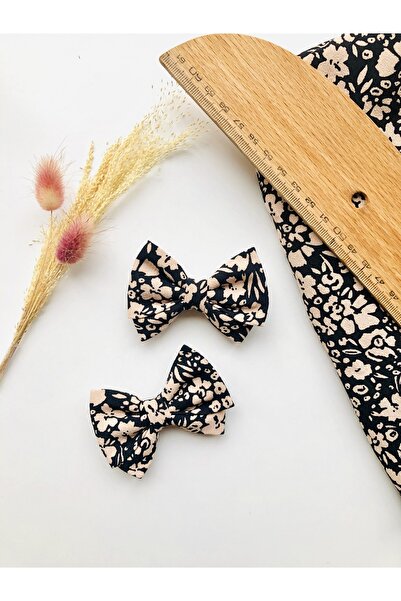 seyranat 2 Pieces Black Color Brown Floral Bow Girl's and Baby's Hair Clip Set