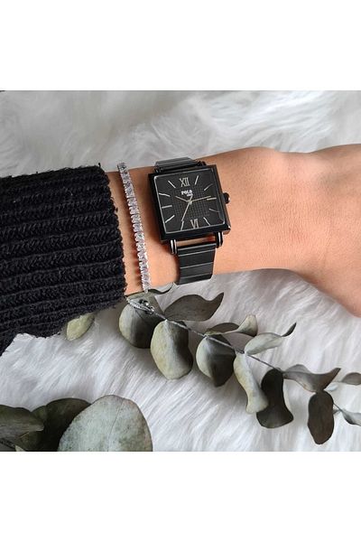 Polo Air Polo Louis Vintage Women's Wristwatch and Zircon Stone Bracelet Combination Black Color