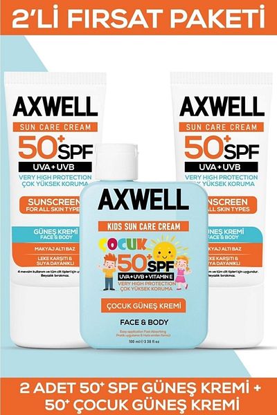 AXWELL SPF 50+ - 3-Piece Deal Set, Anti-Blemish, Moisturizing High Protection Sun Cream