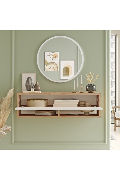 L'occi Concept Simon 100 Cm Aynalı Raflı Kapaklı Dresuar Antre Hol Çam-beyaz