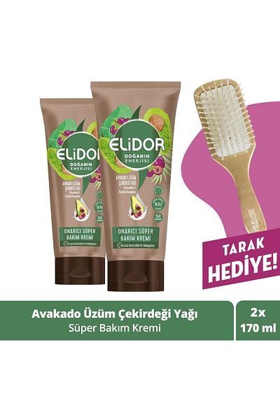 Elidor Nature's Energy Repair Avocado Grape Seed Oil - 170 Ml x2 + Comb