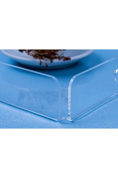 Asfal Transparent Plexiglass Tray 20x20 cm Service Coffee Tea And Presentation Tray