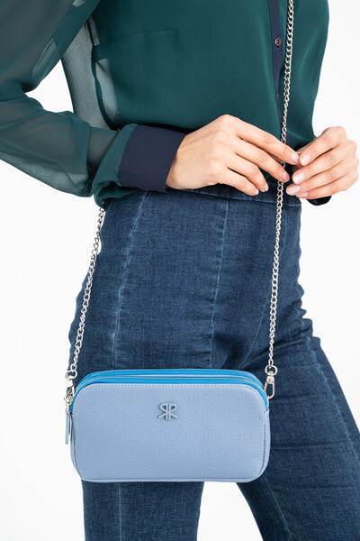 ImPolo Geantă de umăr și crossbody pentru femei Sera Blue Dimensiune 12x22