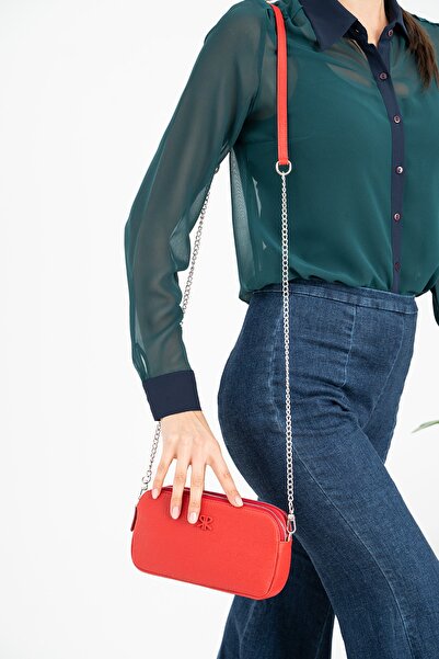 ImPolo حقيبة كتف وحقيبة كروس نسائية باللون الأحمر من سيرا، مقاس 12x22