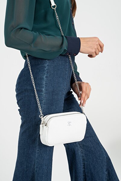 ImPolo حقيبة كتف وحقيبة كروس نسائية باللون الأبيض من سيرا، مقاس 12x22