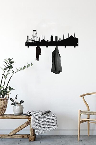 EVAY Modern Coat Rack, Metal Wall Hanger, Istanbul Patterned Wall Hanger, Decorative Metal Wall Hanger