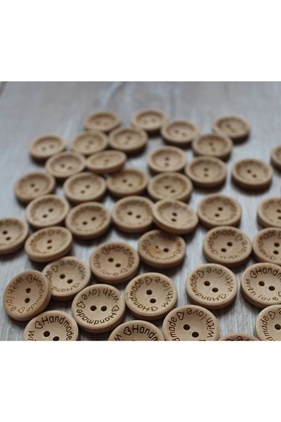 Örgükarnavalı Knitted Carnival Handmade Printed Wooden Button (Piece of 50)