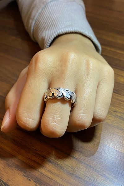 axexuar Hair Braid Model Silver Gray Adjustable Men's Women's Ring Wedding Ring