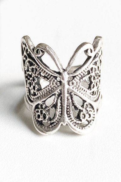 axexuar Butterfly Figured Silver Color Adjustable Men's Women's Ring Wedding Ring