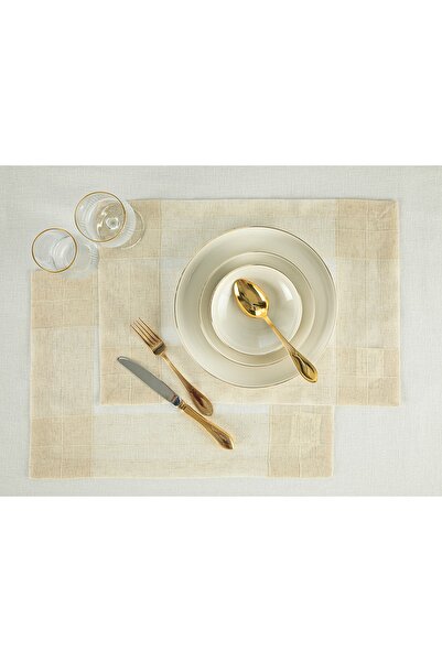 English Home Luxe Linen Look Polyester 2'li Amerikan Servis 35x50 cm Bej
