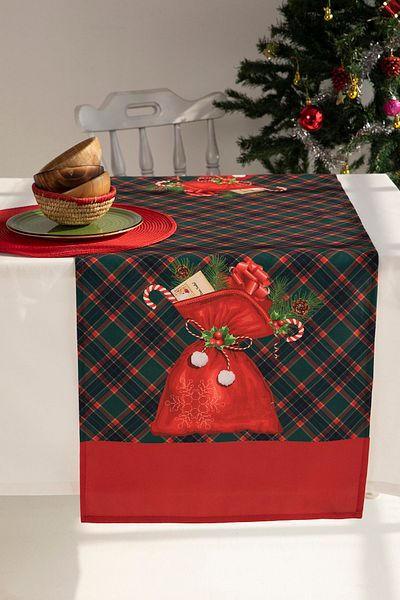 AYSHOME Ays Home Red Pouch Gingham Christmas Runner