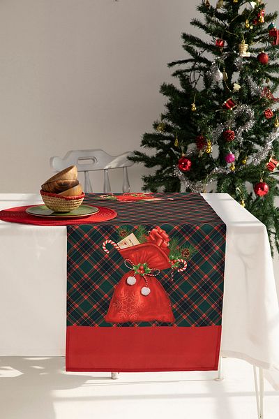 AYSHOME Ays Home Red Pouch Gingham Christmas Runner