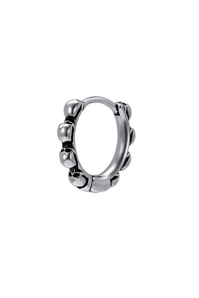 northstarshop Skull Design Hoop Gothic Thin Design 316l Steel Men's Earrings