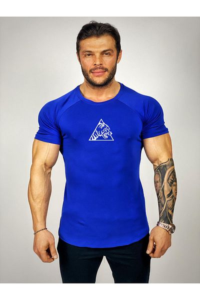 Black İstanbul Triangle Tiger Printed Fitness T-shirt