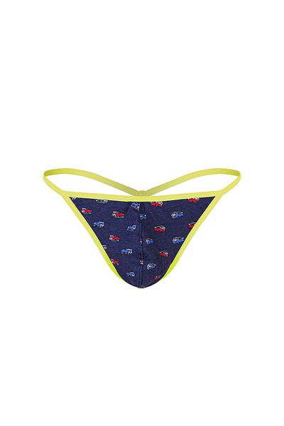 darkzone Neon Elastic Minibus Patterned Navy Blue Men's Thong