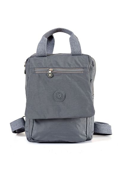 Solo Bag Σακίδιο πλάτης πολλαπλών τμημάτων από γκρι μαλακό τσαλακωμένο ύφασμα