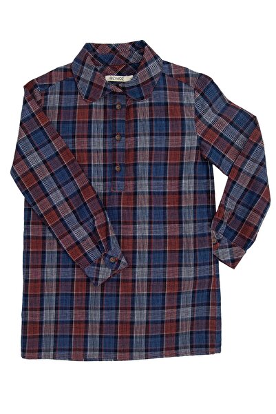 Ozmoz By Mukadder Özden 100% Cotton Plaid Patterned Winter Girls' Shirt Dress