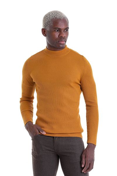 Hatemoğlu Saffron Comfort Fit - Pulover cu jumătate de guler țesut cu nervuri
