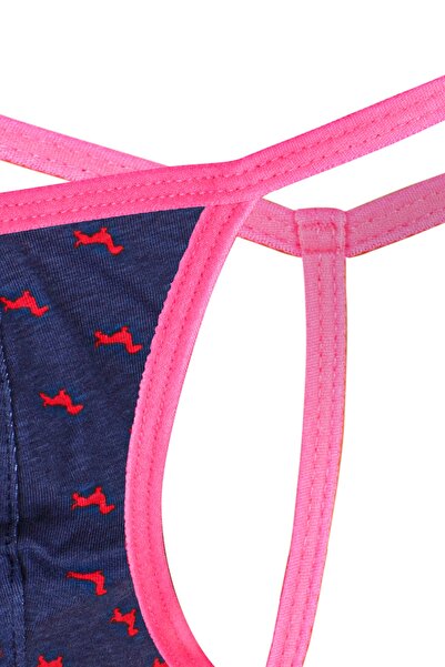 darkzone Neon Elastic Dog Patterned Navy Blue Men's Thong