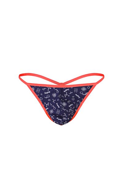 darkzone Neon Elastic Patterned Navy Blue Men's Thong