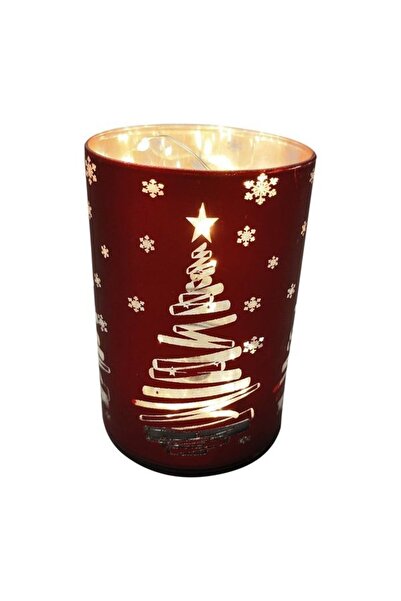 mystylee Mystyle Yılbaşı Ledli Kavanoz Mum Kırmızı