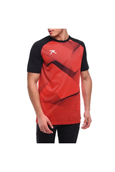 raru تي شيرت رجالي مطبوع باللون الأحمر