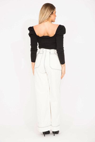 Şans Dámské velké bílé kontrastní prošívané cargo kalhoty 65n35343