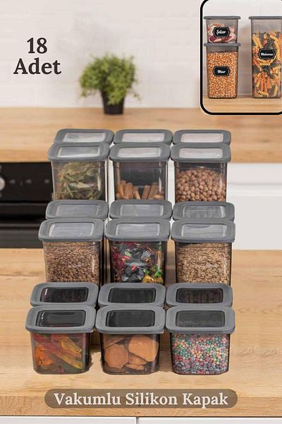 HOMENIVA Mega Food Storage Set of 18 - Vacuum and Silicone Lid, (0.65 Lt - 1.3 Lt)