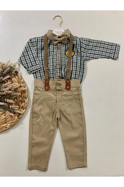 Petite Ponpon Baby Boy's Shirt Bow Tie Set
