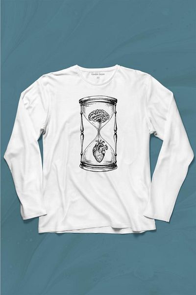 Kendim Seçtim Tricou cu mânecă lungă Hourglass Heart Brain Love Logic Tricou imprimat