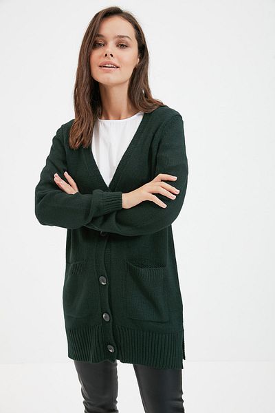 Trendyol Modest Cardigan - Green - Regular fit