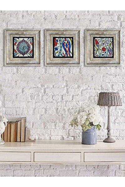 Oscar Stone Decor Çerçeveli Taş Duvar Dekoru Tablo Pano 3'lü 20 X 20 Cm