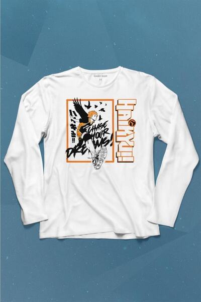 Kendim Seçtim تي شيرت مطبوع بأكمام طويلة من Haikyuu Fly Anime