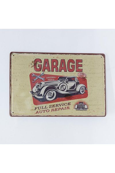 CajuArt Garage Old Car Repair Themed 20X30 cm Metal Plate Painting