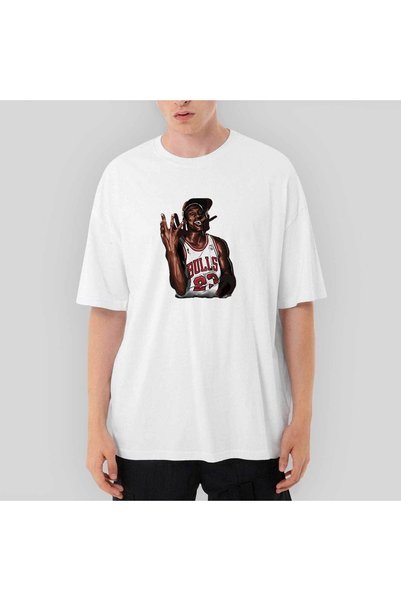 Z zepplin Tricou alb supradimensionat Michael Jrdn Bulls 23
