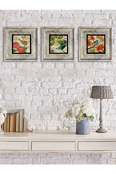 Oscar Stone Decor İthal Çerçeveli Taş Baskılı Duvar Tablosu Seti ( 20 X 20 cm) 3 Lü Set -