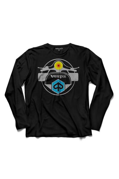 Kendim Seçtim Vespa Club Logo Motociklistička majica dugih rukava Štampano za...