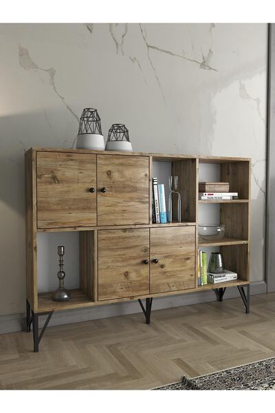 Wood'n Love Rüzgar 140 Cm Metal Ayaklı Konsol - Atlantik Çam / Siyah