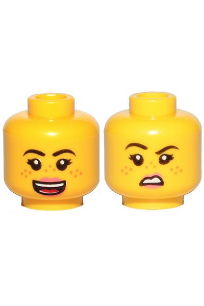 LEGO Original Accessory Custom Minifigure Minifigure Double Face Freckled Smiley Disgusted Women's Yellow Head