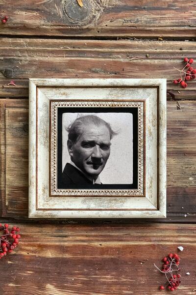 Oscar Stone Decor Çerçeveli Taş Duvar Dekoru Tablo 20 cm X 20 cm Atatürk Foto...