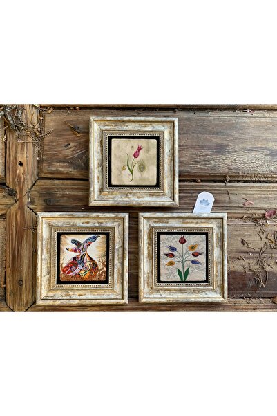 Oscar Stone Decor Çerçeveli Taş Duvar Dekoru 20 X 20 Cm 3 Lü Set Semazen Ve 2...